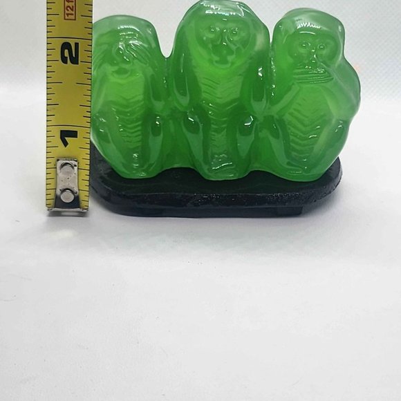 Brand New JADE Glass Three Wise Monkeys - Picture 3 of 6
